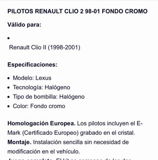 Piloto izquierdo Renault Clío ll Lexus 98-01