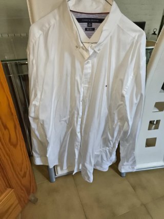Camisa Tommy Hilfiger Blanca Manga Larga Hombre