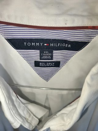 Camisa Tommy Hilfiger Blanca Manga Larga Hombre
