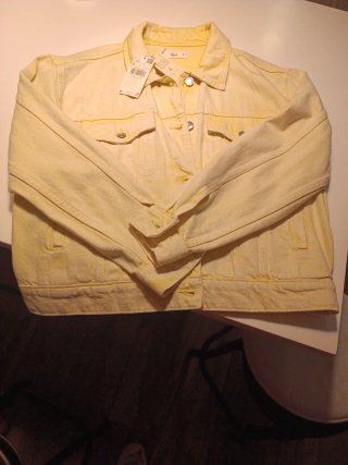 Cazadora tejana MNG amarillo pastel XL