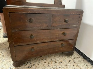 Mueble Tocador antiguo de madera con espejo