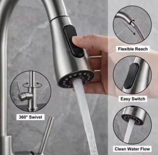 Grifo Cocina Acero Inoxidable 2 Modos