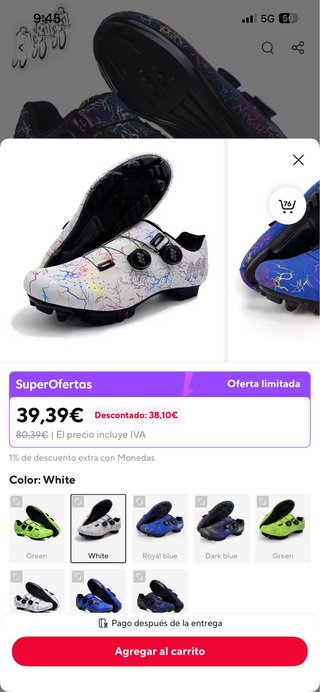 Zapatillas Ciclismo Blancas T 39