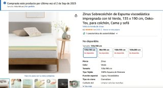 Cubrecolchón viscoelástico