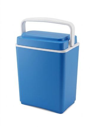 Nevera azul y blanca para playa/piscina