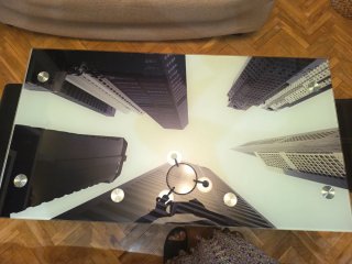 Mesa centro cristal grueso rascacielos65x1'20