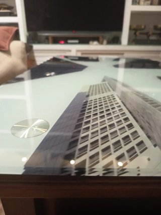 Mesa centro cristal grueso rascacielos65x1'20