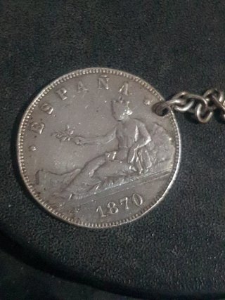 Moneda Plata España 1870 Isabel 26g