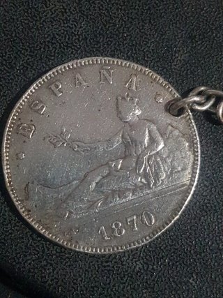 Moneda Plata España 1870 Isabel 26g