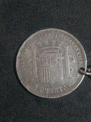 Moneda Plata España 1870 Isabel 26g