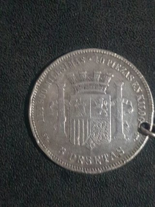 Moneda Plata España 1870 Isabel 26g