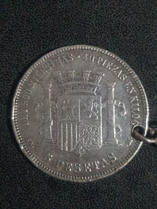 Moneda Plata España 1870 Isabel 26g
