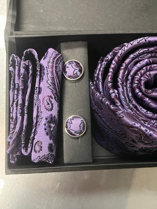 Set CrisMa Cravatta, Foulard e Gemelli Viola