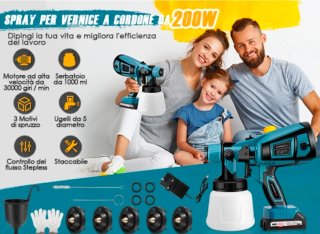 Pistola a spruzzo per verniciatura a batteria HVLP