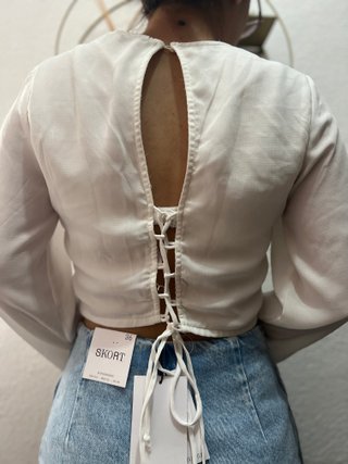 Blusa Crop Stradivarius Talla S Blanca
