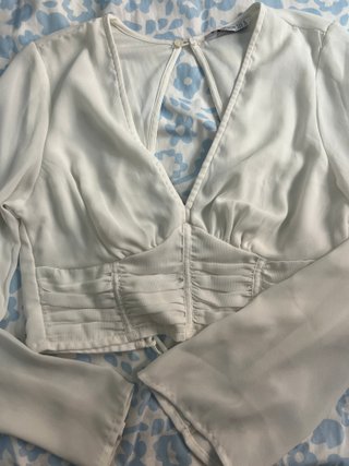 Blusa Crop Stradivarius Talla S Blanca