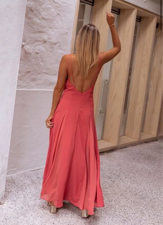 Vestido largo evento rosa/salmon