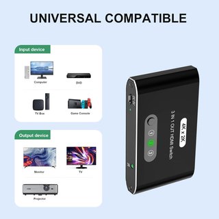 Conmutador HDMI 3×1 4K con mando remoto