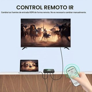 Conmutador HDMI 3×1 4K con mando remoto