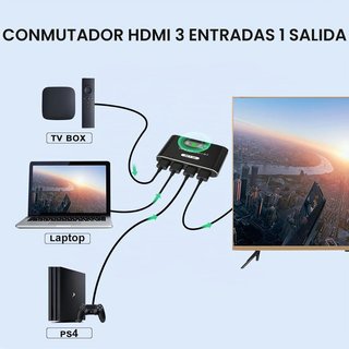 Conmutador HDMI 3×1 4K con mando remoto