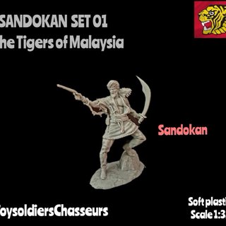 SOLDATINI DI PLASTICA CHASSEURS, SANDOKAN. 1/32