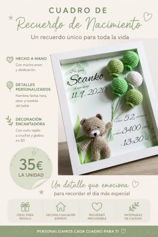 Cuadro Recuerdo Nacimiento Personalizado