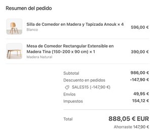 Mesa extensible madera + 4 sillas