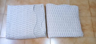 Juego de sábanas gris y blanco