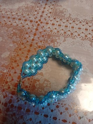 Pulsera Perlas y Cristales Swarovski Azul