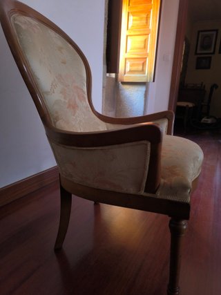 Butaca vintage tela y madera