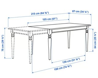 Mesa blanca extensible 1×55 - 2.15 m y 7 sillas