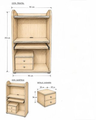 Mueble ordenador e impresora