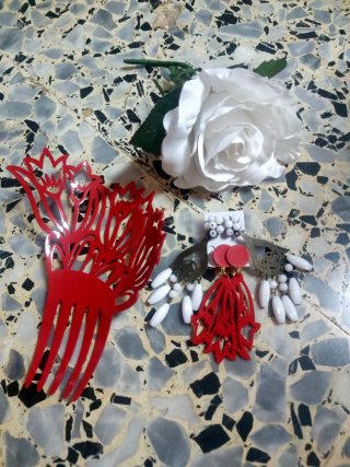 Conjunto Flamenco: Flor y Pendientes