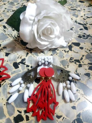 Conjunto Flamenco: Flor y Pendientes