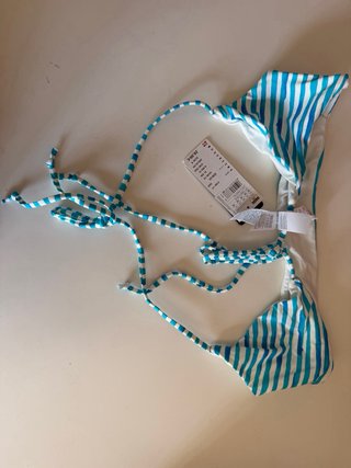 Bikini Tiras Azul/Blanco Talla 90B