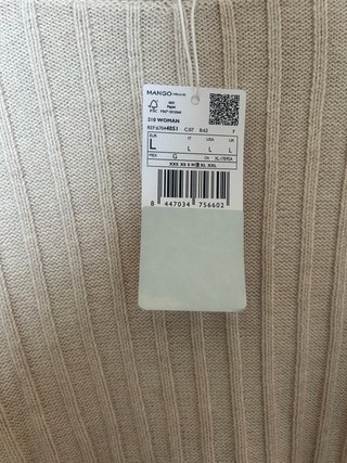 Jersey Mango punto canalé beige Talla L