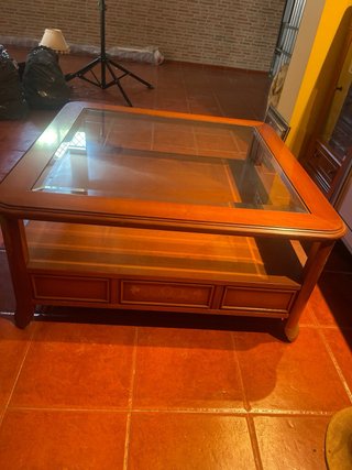 Mesa de centro madera y cristal
