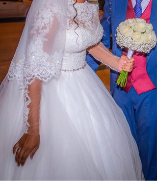 Vestido de Novia Princesa Encaje Manga Larga