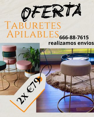 Taburetes Apilables Metal Terciopelo