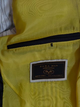 Chaqueta Zara Talla 54 Azul Marino y Gris