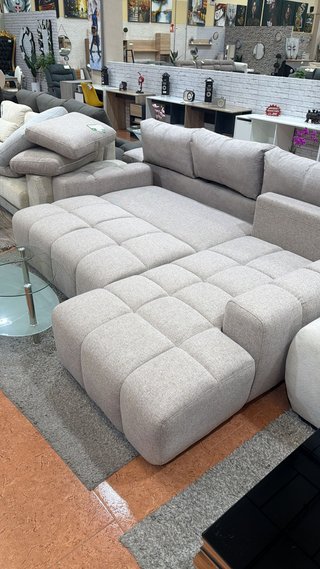 Sofá modular beige y gris