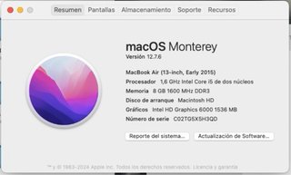 Macbook Air A1466 Plata 8 Gb Intel i5