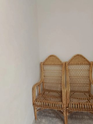 Coppia di sedie in bambù e rattan