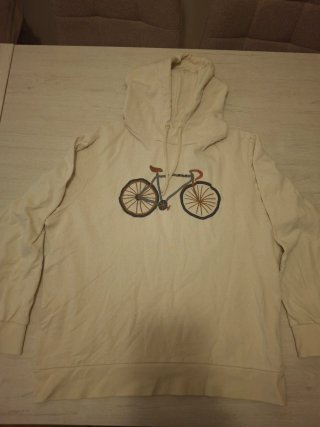 Sudadera beige con dibujo de bicicleta
