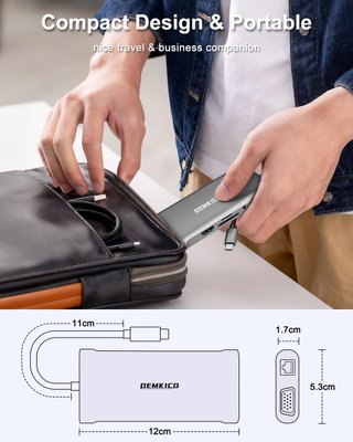 Hub USB‐C 11‐en‐1 con HDMI 4K y PD 100W