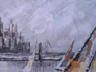 Cuadro Pintado a Mano Velero 60x60cm