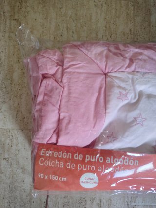 Edredón Cuna Algodón Estrellas Rosa