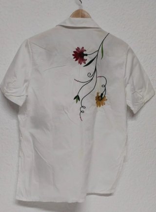 Camisa bordada Blu Deise Algodón