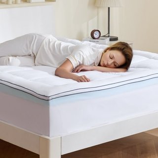 Mattress Topper Premium Memory Foam Fiber Fill Queen