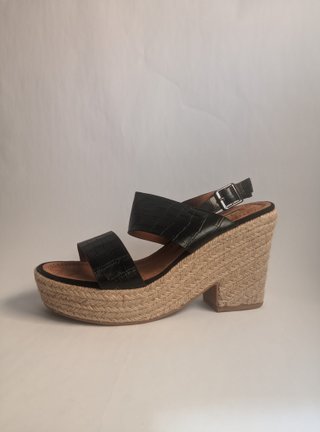 Sandalias Corina negras plataforma esparto